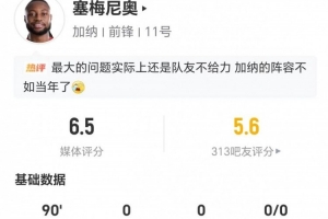 塞梅尼奥此役2射未中+0关键传球 10次丢球权+9次对抗成功 获评6.5分