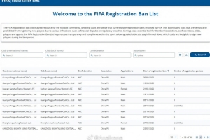 此前受转会注册禁令影响的延边龙鼎、青岛海牛已从FIFA禁令公告中移除