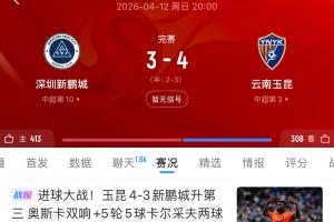 实属罕见！玉昆与新鹏城共交锋4回，三次以4-3的比分获胜