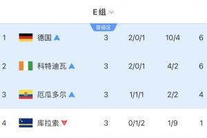 死亡之组X2！E组四队均遭淘汰：德国遭遇冷门，科特迪瓦、厄瓜多尔落败
