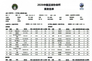 辽宁铁人与大连可为足协杯第4轮比赛首发名单:李提香担任队长并首发