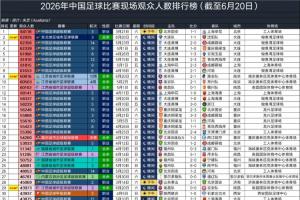 2026年中国足球赛事观众席排名：东北大连超越沈阳位列第二，刷新业余赛事纪录